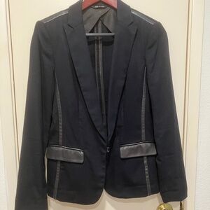RAG & BONE NEW YORK BLACK BLAZER SIZE 6 leather trim